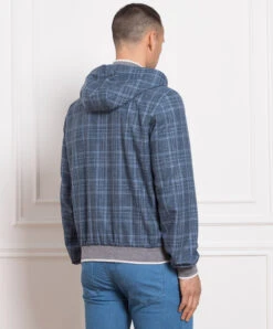 Blue Checked Cashmere, Wool, Silk And Linen Jacket -Summer Fashion Clothing 2b220cfa d70a 447b b430 4dde54eb6ad6