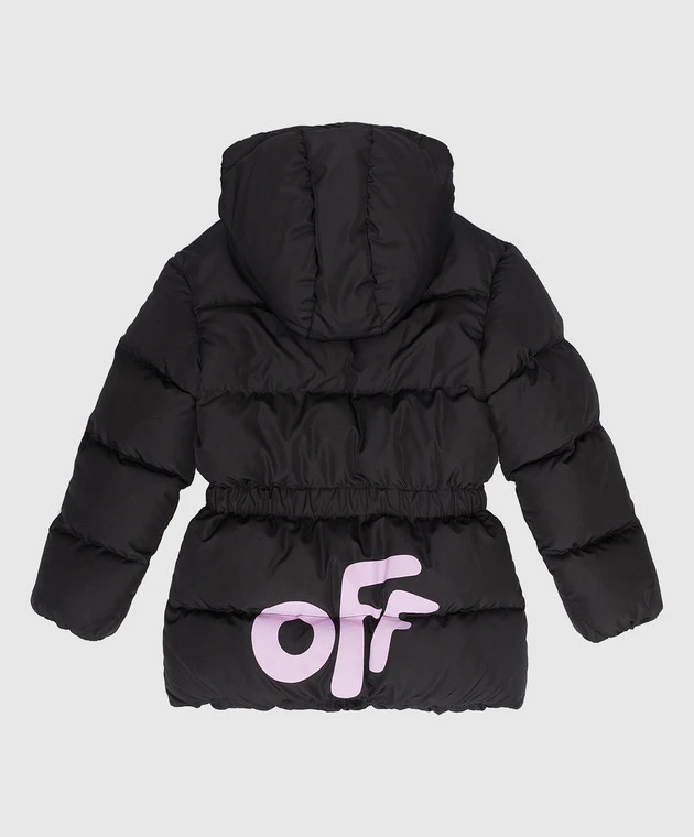 Off-White Children's Black Quilted Jacket With Off Rounded Print 2 Off-White Children's Black Quilted Jacket With Off Rounded Print - Image 2