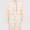 Peserico Beige Two-sided Down Jacket With Monil Chain
