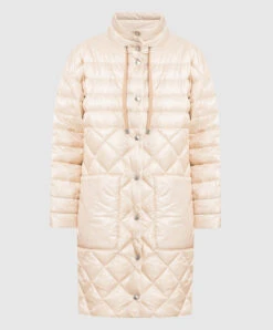 Peserico Beige Two-sided Down Jacket With Monil Chain