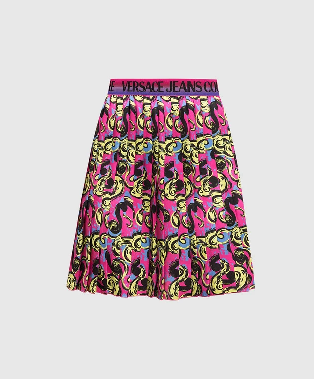 Versace Jeans Couture Pink Pleated Skirt In Pop Couture Print 1 Versace Jeans Couture Pink Pleated Skirt In Pop Couture Print