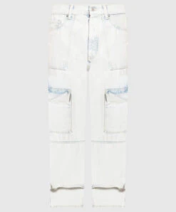 Off-White Blue Cargo Jeans With Graffiti Embroidery