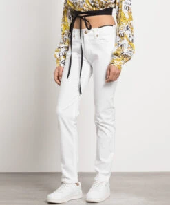 Versace Jeans Couture White Skinny Jeans With V-emblem Logo -Summer Fashion Clothing 2ed292e2 4cb1 43f7 a1b0 90815a37833f