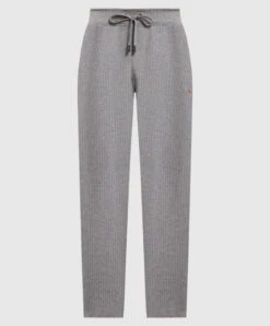Gray Sweatpants In A Stripe With A Logo