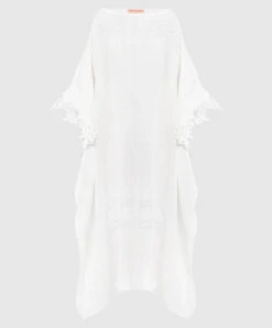 ERMANNO SCERVINO White Maxi Poncho With Lace
