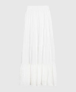 White Maxi Skirt With Sangalo Embroidery