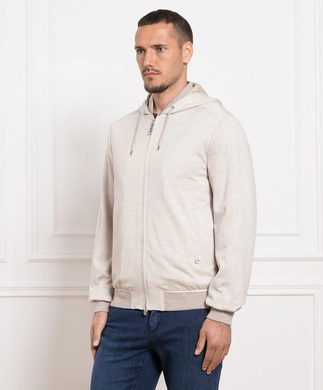 Beige Bomber Jacket With Logo 3 Beige Bomber Jacket With Logo - Image 3