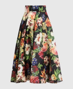 Dolce & Gabbana Black Skirt Made Of Silk In Garden Print