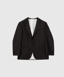 Children's Black Patterned Silk Jacket