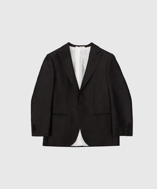 Children's Black Patterned Silk Jacket 1 Children's Black Patterned Silk Jacket