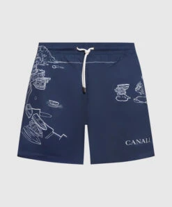 Canali Blue Printed Swim Shorts