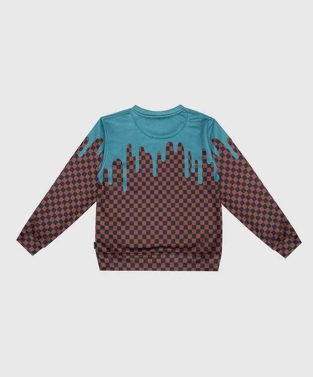 SPRAYGROUND Children's Sweatshirt In Color Dripping Check Crew Print 2 SPRAYGROUND Children's Sweatshirt In Color Dripping Check Crew Print - Image 2