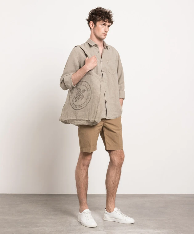 Vilebrequin Caroubis Khaki Linen Shirt 2 Vilebrequin Caroubis Khaki Linen Shirt - Image 2