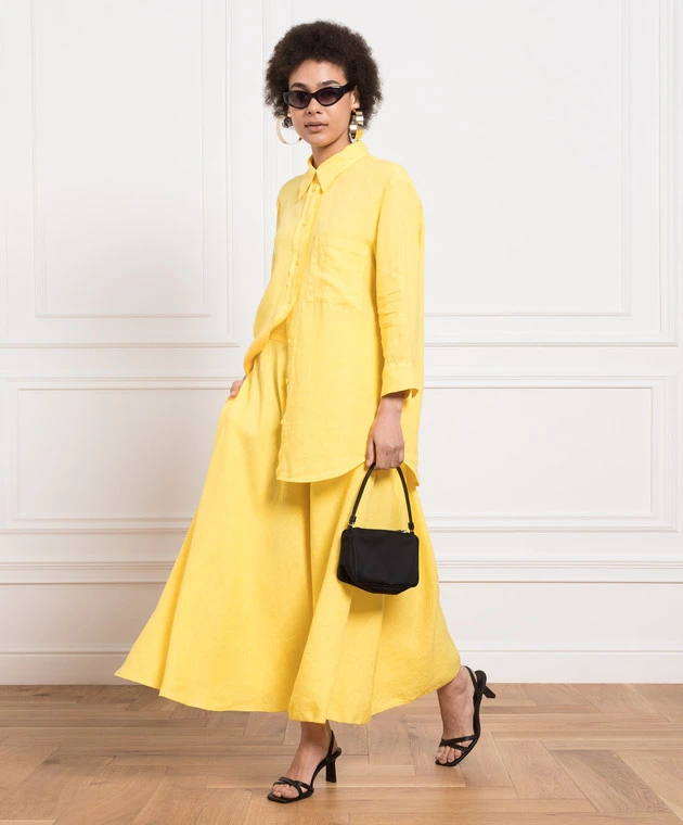 Yellow Midi Skirt Made Of Linen 2 Yellow Midi Skirt Made Of Linen - Image 2