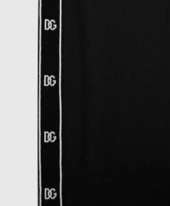 Dolce & Gabbana Children's Black Pants Made Of Wool With Branded Stripes -Summer Fashion Clothing 408a079a 119e 4020 9257 11b3093e4c8e