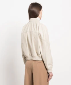 Giusy Beige Leather Bomber Jacket -Summer Fashion Clothing 4200609d bf2a 44f0 97c5 6b1619e85dfc