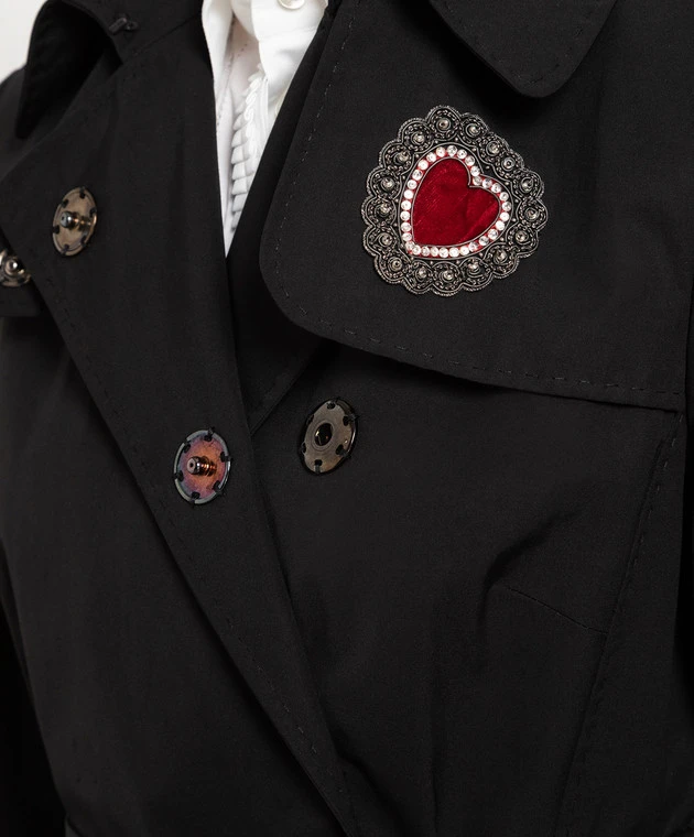 Dolce & Gabbana Black Double-breasted Trench Coat With Appliqué 5 Dolce & Gabbana Black Double-breasted Trench Coat With Appliqué - Image 5