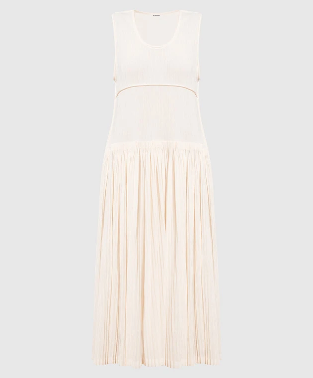 Jil Sander Beige Dress With Drapery 1 Jil Sander Beige Dress With Drapery