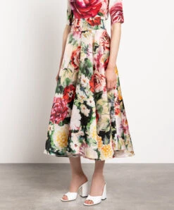 Dolce & Gabbana Midi Skirt Made Of Silk In A Floral Print -Summer Fashion Clothing 443acf35 67fd 414f 84c5 3db07b91bb60