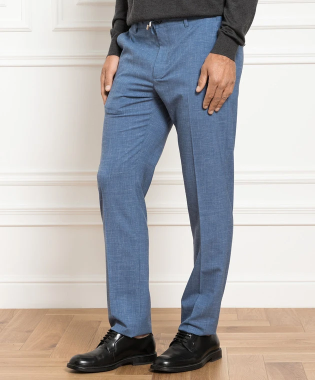 Blue Wool And Silk Trousers 3 Blue Wool And Silk Trousers - Image 3