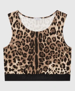 Dolce & Gabbana Children's Top In An Animalistic Print With A Logo