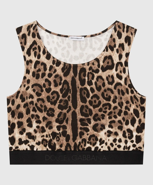 Dolce & Gabbana Children's Top In An Animalistic Print With A Logo 1 Dolce & Gabbana Children's Top In An Animalistic Print With A Logo