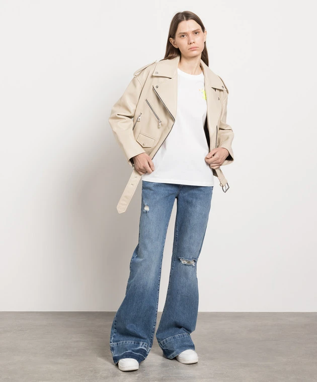 Blue Flared Jeans With A Distressed Effect 2 Blue Flared Jeans With A Distressed Effect - Image 2