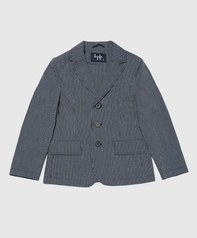 Il Gufo Children's Gray Vertical Striped Blazer 1 Il Gufo Children's Gray Vertical Striped Blazer