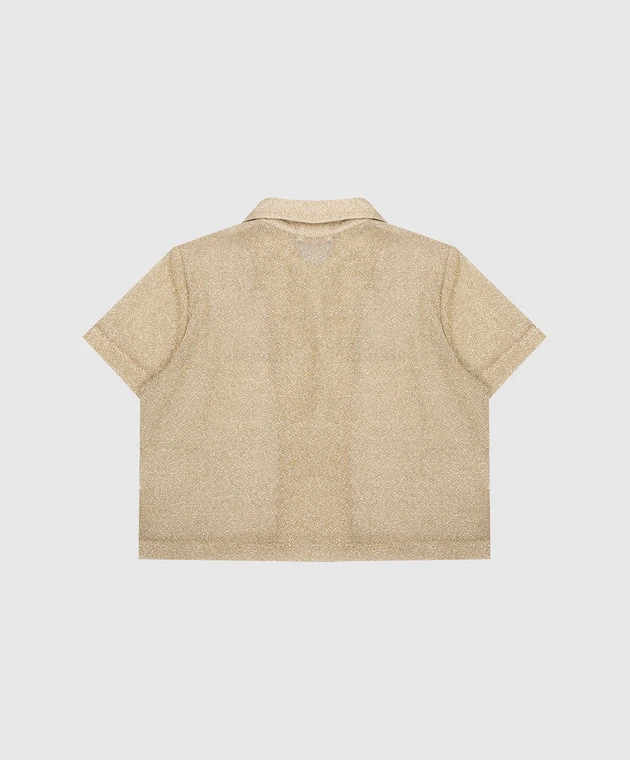 OSEREE Children's Beige Osemini Lumiere Bowling Shirt With Lurex 2 OSEREE Children's Beige Osemini Lumiere Bowling Shirt With Lurex - Image 2