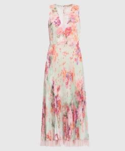 TWINSET Green Dress With Pleating In A Floral Print