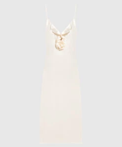 Magda Butrym Beige Dress-combination Made Of Silk With An Appliqué