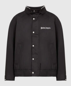 Palm Angels Black Jacket With Logo Print