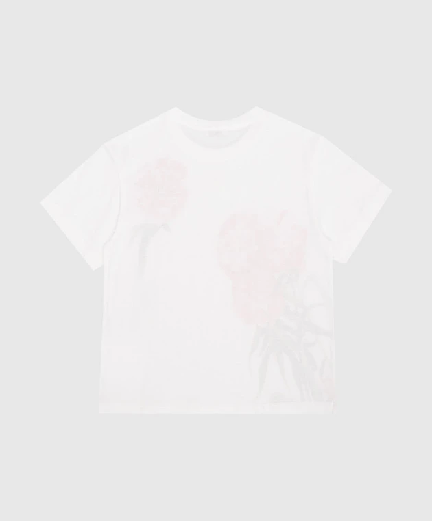 Dolce & Gabbana Children's White T-shirt With A Print Of Carnations 2 Dolce & Gabbana Children's White T-shirt With A Print Of Carnations - Image 2