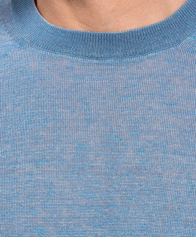 Blue Jumper Made Of Linen And Silk 5 Blue Jumper Made Of Linen And Silk - Image 5