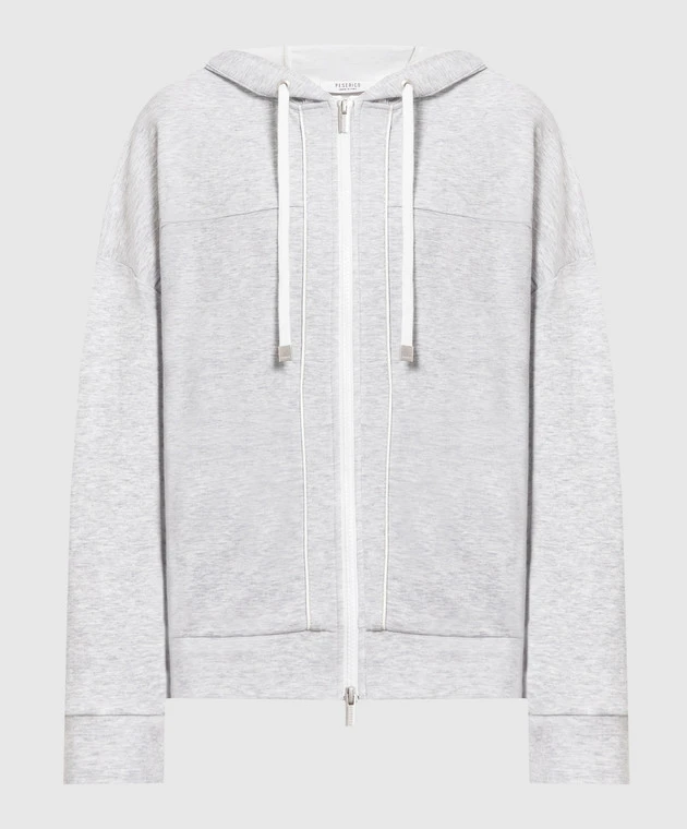 Peserico Gray Melange Sports Jacket With Monil Chain 1 Peserico Gray Melange Sports Jacket With Monil Chain