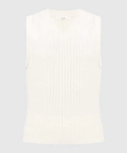 White Vest Made Of Cashmere