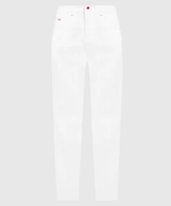Kiton White Jeans With Logo Embroidery