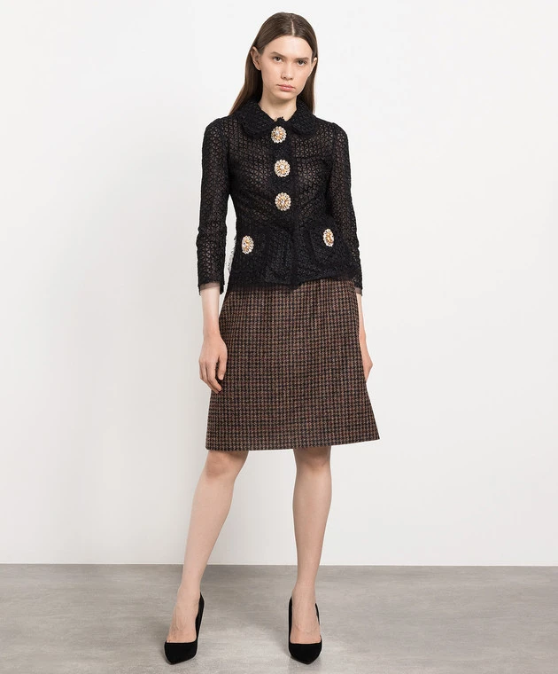 Dolce & Gabbana Brown Skirt With A Houndstooth Pattern 2 Dolce & Gabbana Brown Skirt With A Houndstooth Pattern - Image 2