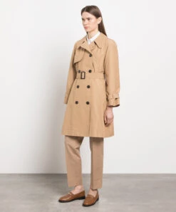 Peserico Brown Double-breasted Trench Coat With Monil Chain -Summer Fashion Clothing 4ddee1c1 8037 4f76 85ab 52a1ce70e610