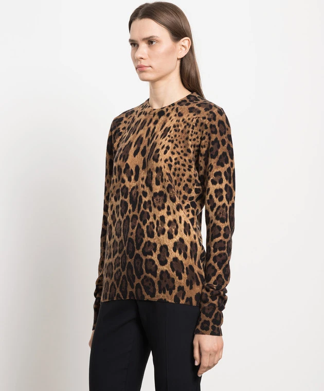 Dolce & Gabbana Brown Leopard Print Cashmere Jumper 3 Dolce & Gabbana Brown Leopard Print Cashmere Jumper - Image 3