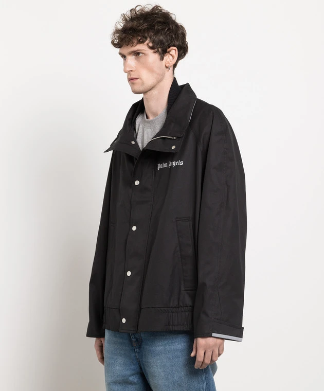Palm Angels Black Jacket With Logo Print 3 Palm Angels Black Jacket With Logo Print - Image 3