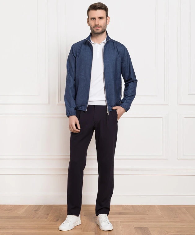 Blue Jacket Made Of Wool, Silk And Linen 2 Blue Jacket Made Of Wool, Silk And Linen - Image 2