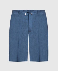 Blue Linen Shorts