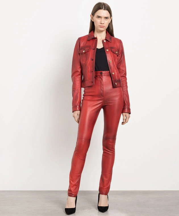 Dolce & Gabbana Red Leather Pants With A Gradient Effect 2 Dolce & Gabbana Red Leather Pants With A Gradient Effect - Image 2