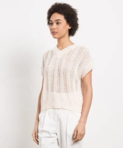 Peserico Pink Openwork Vest With Sequins -Summer Fashion Clothing 516e49f1 8df2 4cdf 80f6 47a3a2ebed16