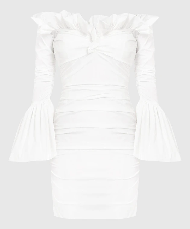 Philosophy Di Lorenzo Serafini White Mini Dress With Drape 1 Philosophy Di Lorenzo Serafini White Mini Dress With Drape