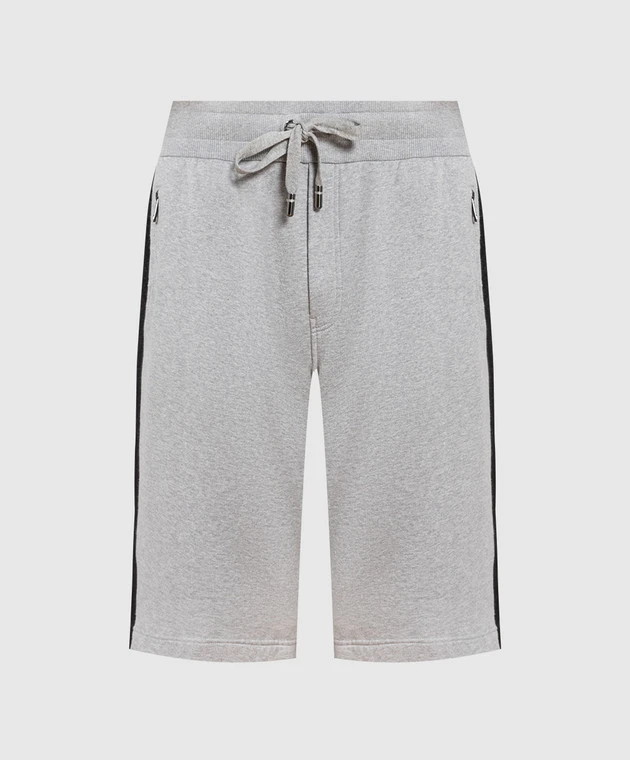 Dolce & Gabbana Gray Shorts With Branded Stripes 1 Dolce & Gabbana Gray Shorts With Branded Stripes