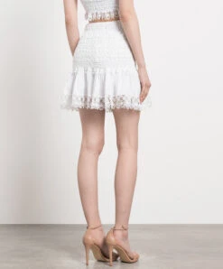 Fleur White Skirt With Lace -Summer Fashion Clothing 521e9854 80f3 4c4c 9498 d900a928b38f