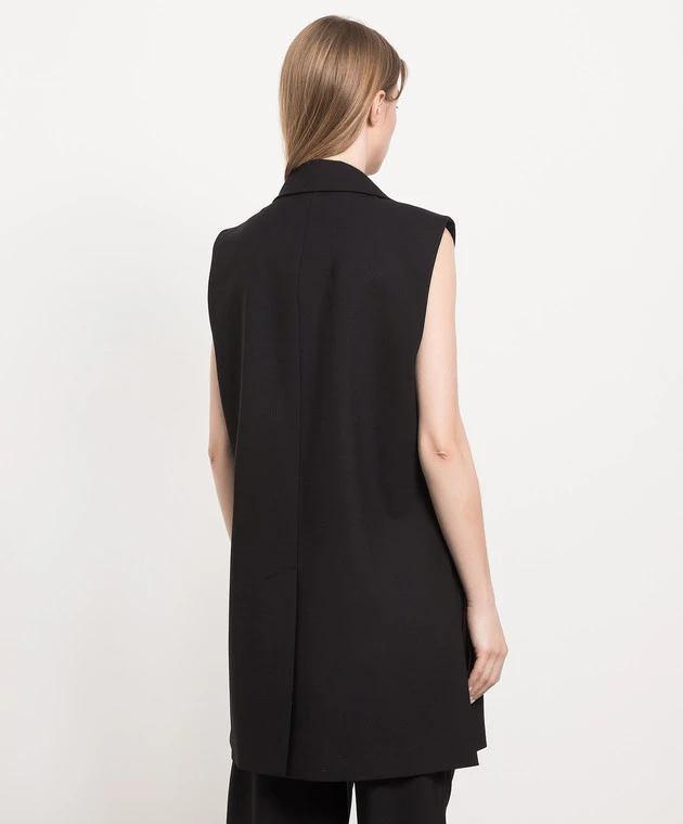 Black Vest Made Of Wool With Slits 4 Black Vest Made Of Wool With Slits - Image 4