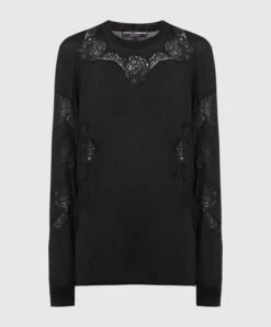 Dolce & Gabbana Black Jumper With Lace